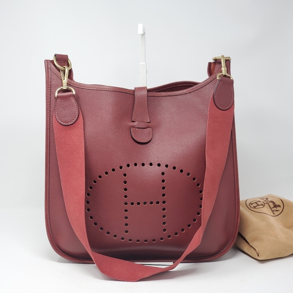 Auth Hermes EveIyne GM Reds Veau epson Crossbody - Picture 2 of 15